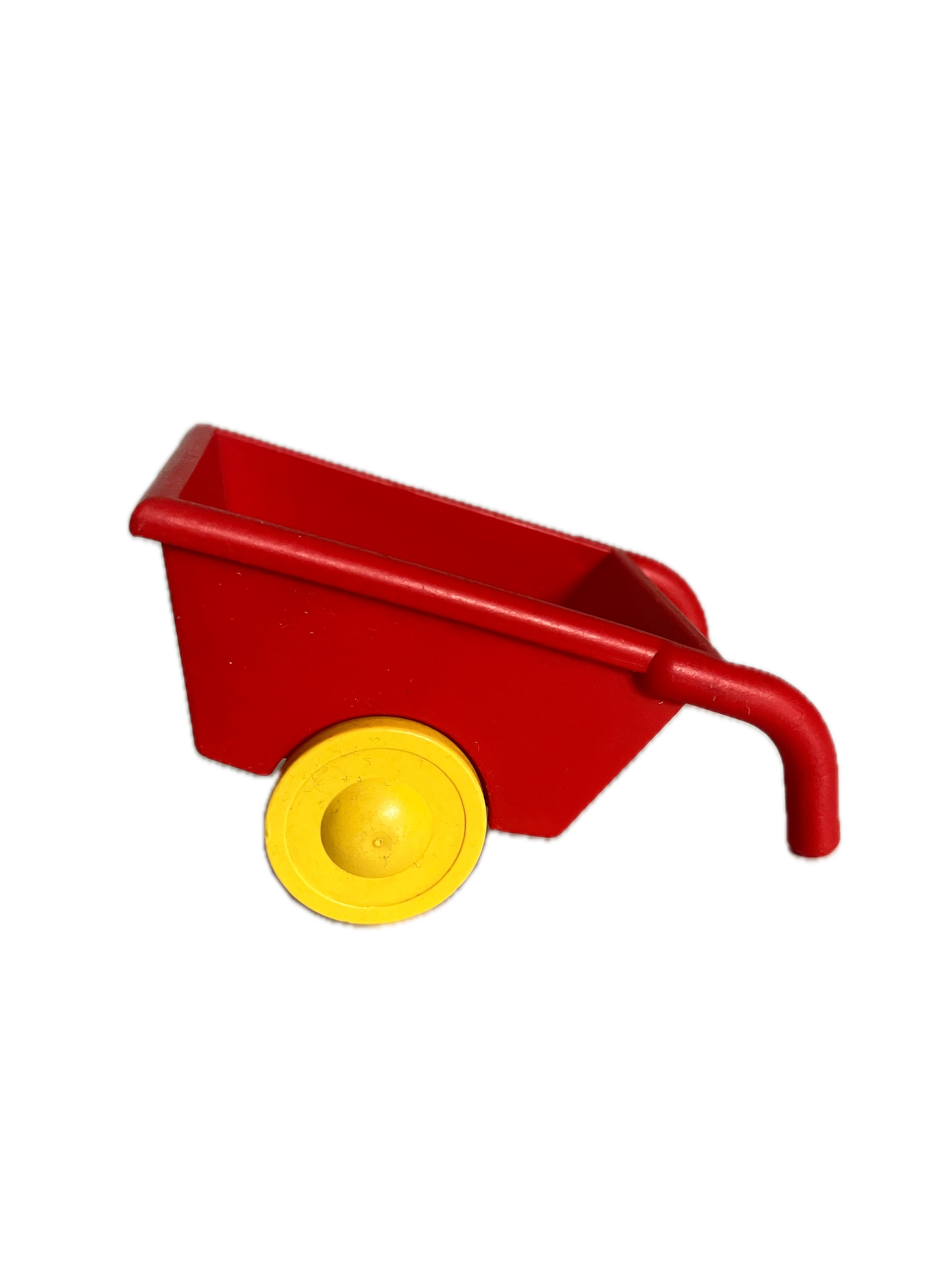 Lego® Duplo® kolečko červené-OKOUSANÉ RUKOJETI, OTISKY ZUBŮ NA ŽLUTÝCH KOLECH